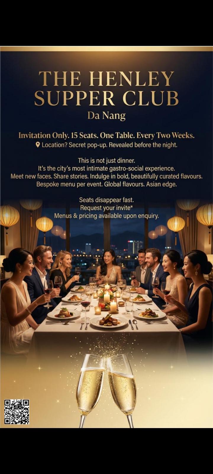 The Henley Supper Club invitation showing a single candlelit table in Da Nang